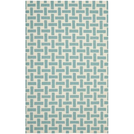 Safavieh Dhurries Hand Woven Flat Weave Round Rug- Turquoise - Ivory- 6 x 6 ft. DHU201A-6R
